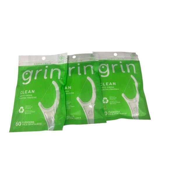 3 PACKS Of Grin Clean and Gentle Mint Flossers, 60-ct - Picture 1 of 2